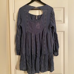 Free People Boho Blue Lace Women’s Blouse. Oversized. NWT.